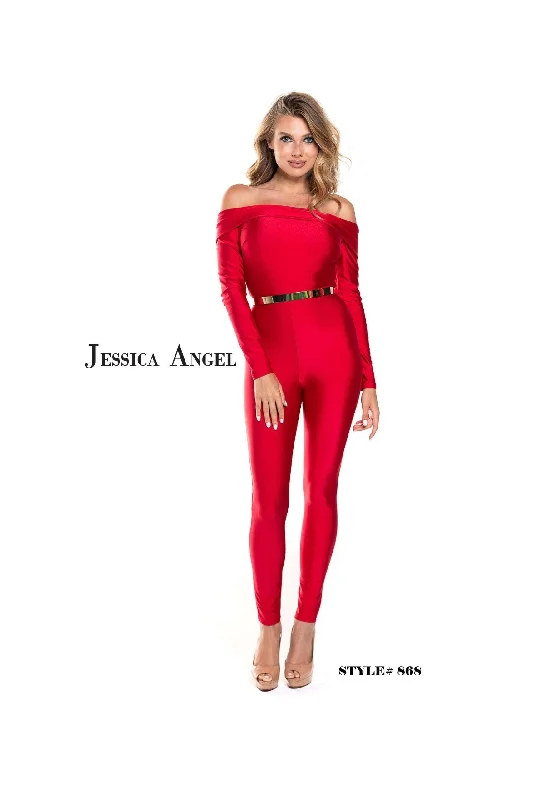 Women's Jumpsuits with Rounded CollarJessica Angel Formal Off Shoulder Jumpsuit 868