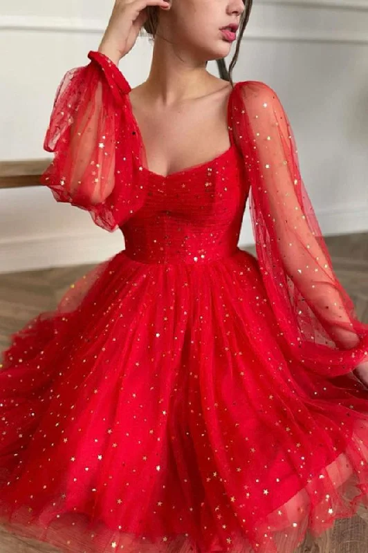 Women's Notched Collar DressesSexy Red Short Prom Dress,Charming Prom Dress,Sexy Party Dresses    S660