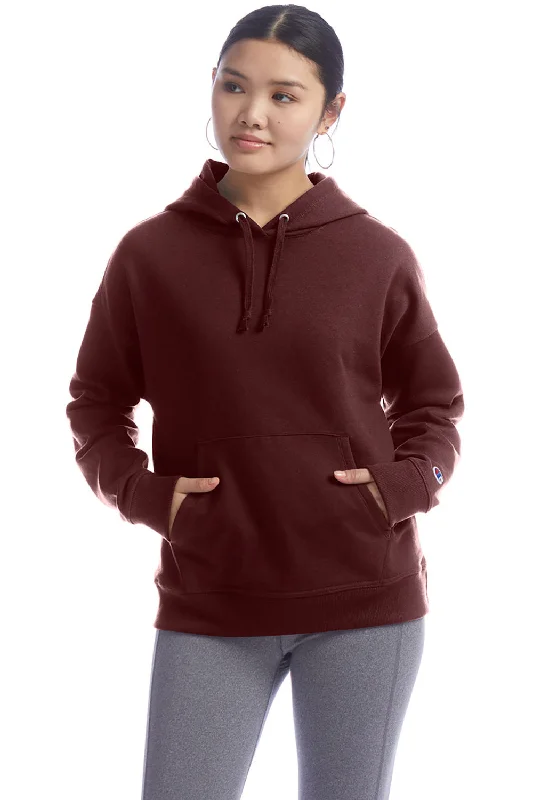 Women's Hooded Sweatshirts with ZipperChampion Womens PowerBlend Relaxed Hooded Sweatshirt Hoodie w/ Pouch Pocket - Maroon