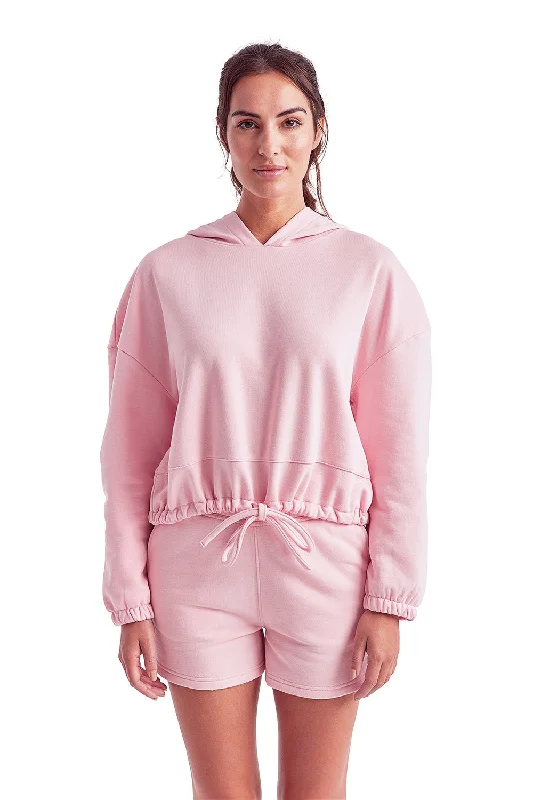 Women's Hooded Sweatshirts with ThumbholesTriDri Womens Maria Cropped Hooded Sweatshirt Hoodie - Light Pink