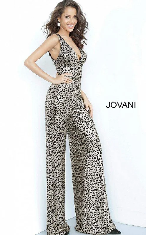 Women's Jumpsuits with Short LengthJovani 8112 Long Formal Sleeveless Jumpsuit