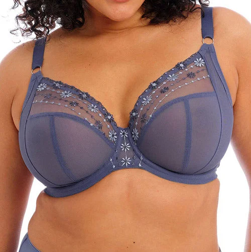 plus-size wireless racerback braElomi Matilda UW Plunge Bra - Denim Daisy