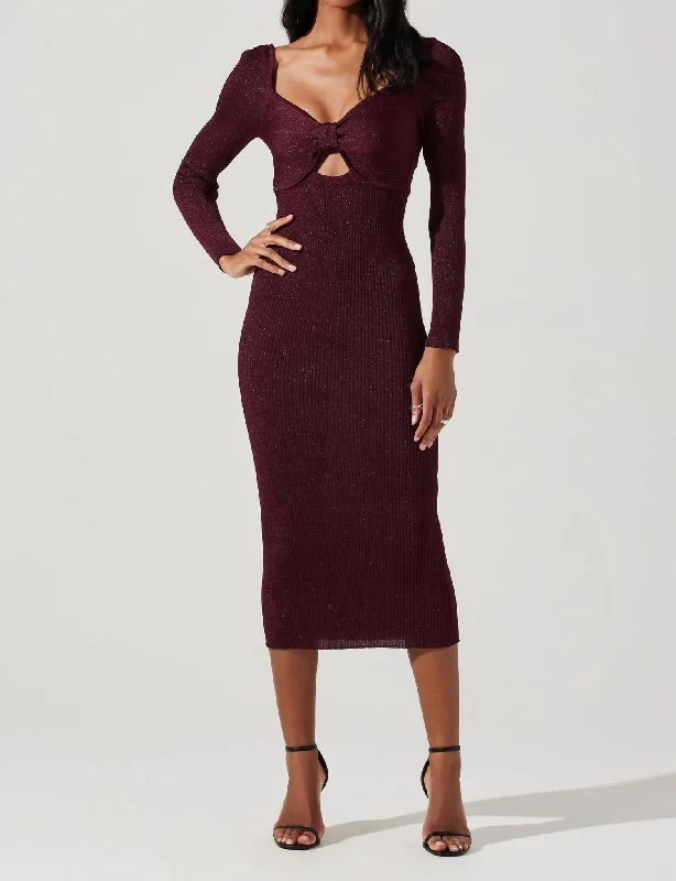 Women's Tasseled SweatersAnastasia Sweater Dress In Wine