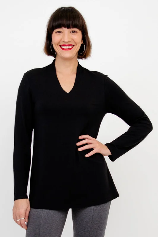 Women's Blouse with Bell SleevesChimmy Top, Black, Bamboo