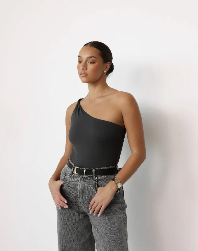 Women's Blouse with V-Shaped CollarIsa Bodysuit (Slate)