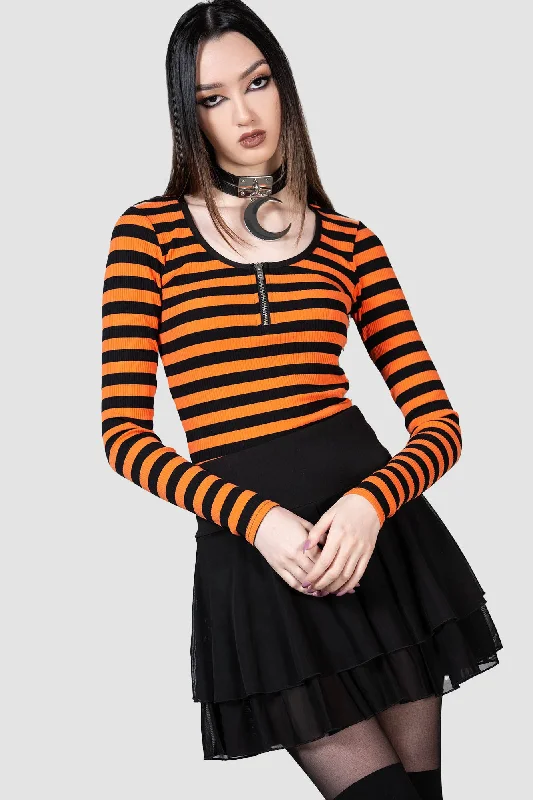 Women's Blouse with Square CollarIzora Ribbed Top [PUMPKIN]