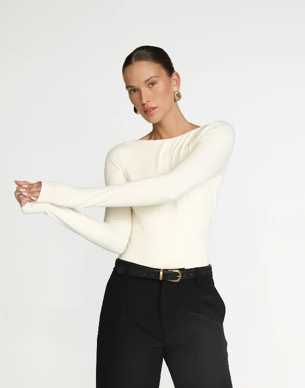 Women's Blouse with Mandarin CollarKimber Bodysuit (Oat)