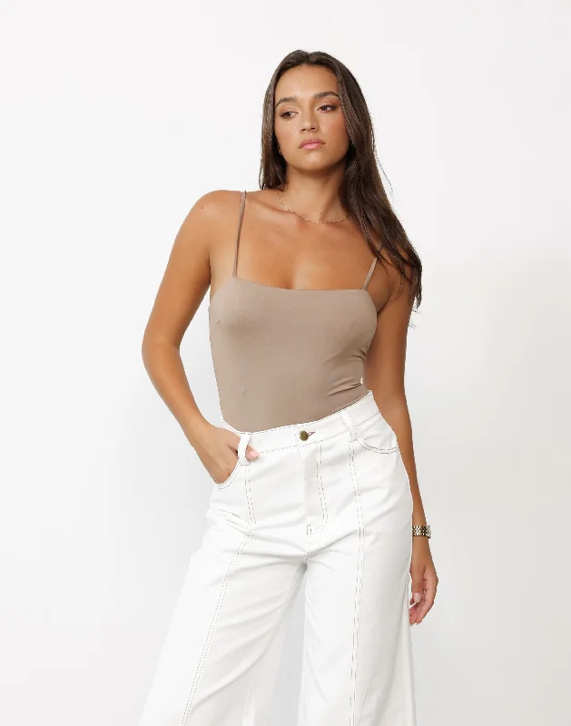 Women's Blouse with Shirt CollarLalaine Bodysuit (Latte)