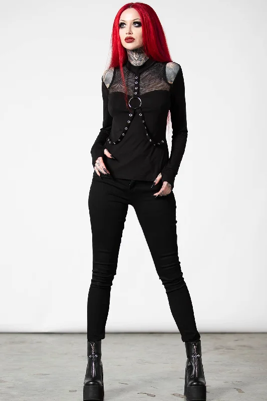 Women's Blouse with V-Shaped CollarPogo Long Sleeve Top