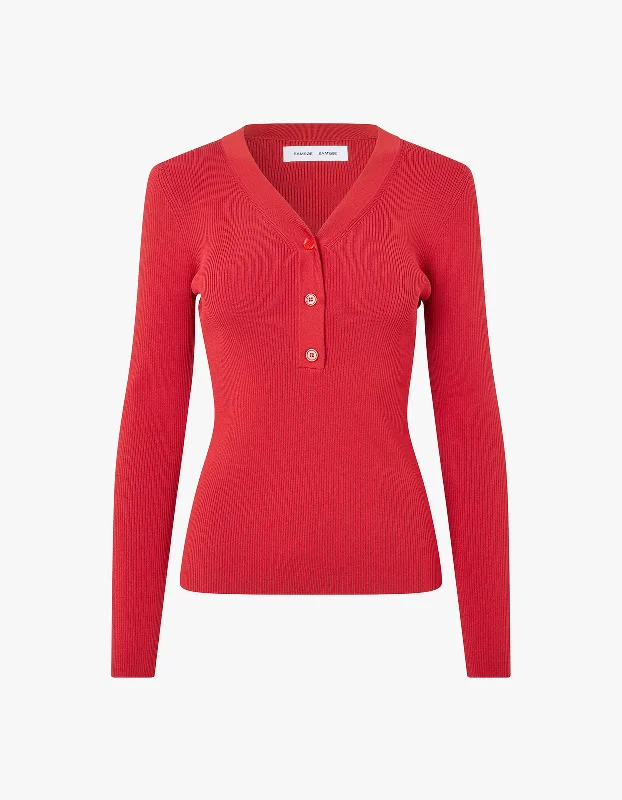 Women's Blouse with Peter Pan CollarSaleonore V-Neck - Scarlet Sage