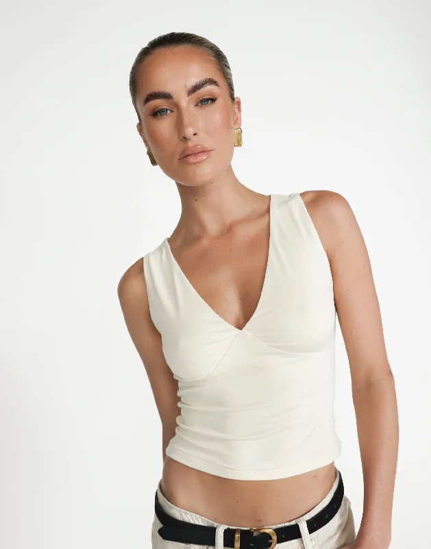 Women's Blouse with Low CollarZira Top (Oat)